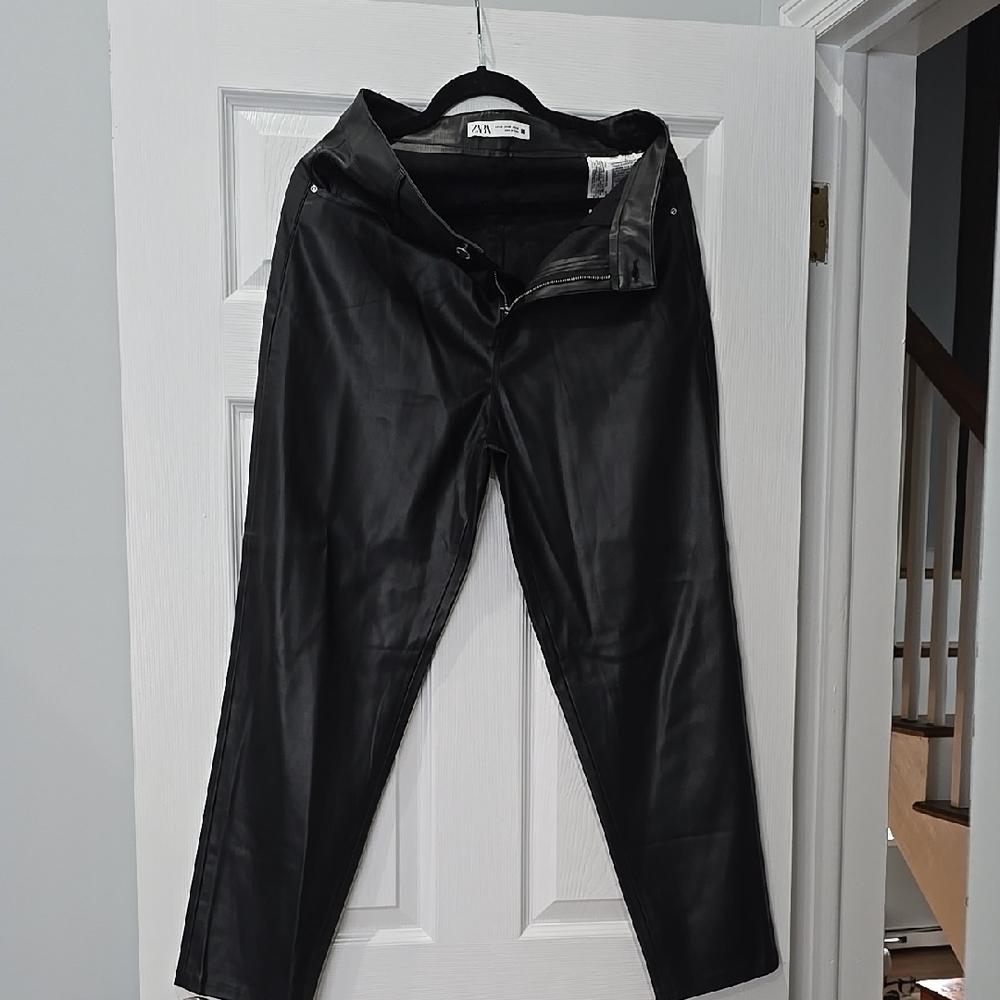 Zara Black Faux Leather Pants